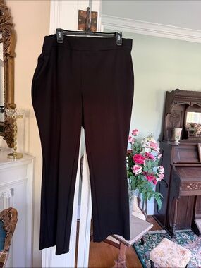 Black Pull-On Stretch Ponte Dress Pants for Women, by Rafaela. Size 1X